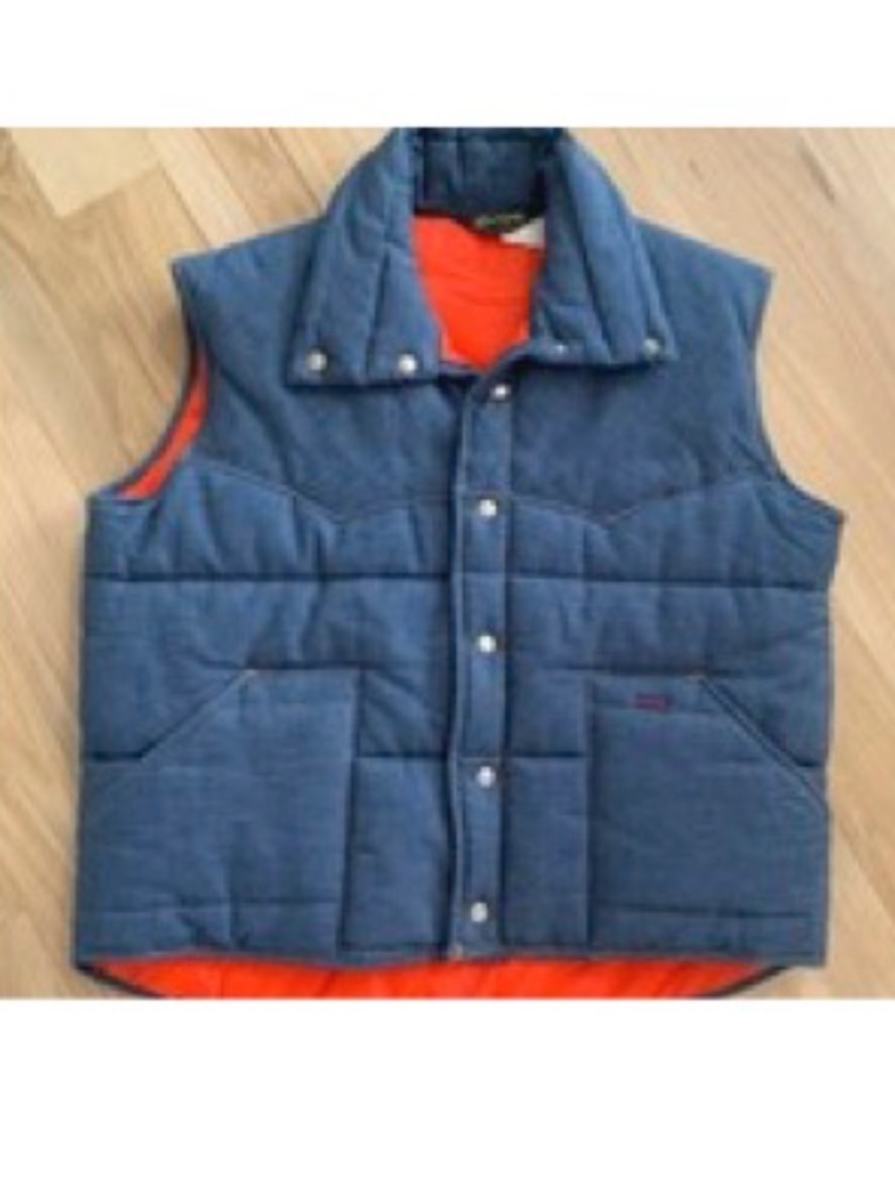 Vtg 80's Wrangler Snap Button Faux Denim Puffer Trucker Vest Jacket - XL - USA